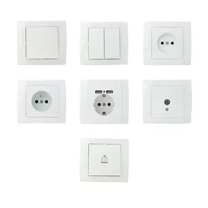 Ingelec Modern Design Golden/White/Gray color electrical wall light socket switches and socket 220V 250V Push Button Switch