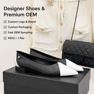 2026 Luxury Designer shoe for Women High Quality Leather Ballet <b>Flats</b> All Black Cap Toe Silver Stud <b>Flat</b> Casual Style New - Product Image 1