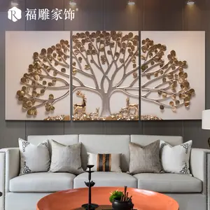 Relife شجرة اللوحة الراتنج الفاخرة جدار ديكور 3 لوحات اليدوية الفن طلاء جدران