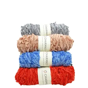 彩色 Charmkey 聚酯雪尼尔花式针织纱为工艺品和钩针