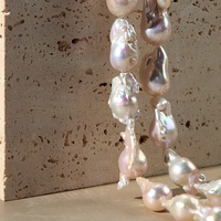 Chaîne de perles d'eau douce baroque rose de bonne qualité 13-18mm pour la fabrication de bijoux