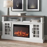 58 Pouces Moderne Tv Cabinet Cheminée Tv Stand Noir avec 23 "Décoratif Led Lumière Flamme Électrique Cheminée Chauffage Insert