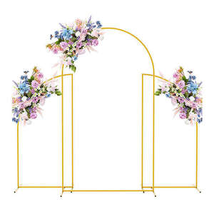 Juego <span class=keywords><strong>de</strong></span> 3 Arcos <span class=keywords><strong>de</strong></span> Hierro Forjado para Bodas al Aire Libre, Soporte Geométrico Irregular para Flores, Decoración <span class=keywords><strong>de</strong></span> Fondo para Fiestas, Soporte para Globos - Product Image 1