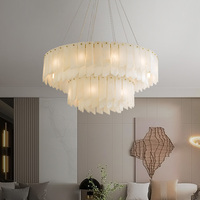 Lustre en marbre moderne et minimaliste Lampe suspendue de luxe en cuivre et albâtre pour salon et salle à manger