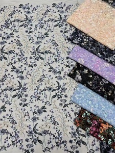 EN Stock en gros brillant perlé broderie 3D paillettes dentelle tissus pour vêtements de mariée personnalisé coloré Tube Sequin Tulle tissu - Product Image 3