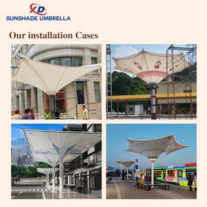 電動格納式ヘビーデューティーサンシェード傘 PVC製リモコン付きUVカット 6m投影 フリースタンディング屋外オーニング - Product Image 5