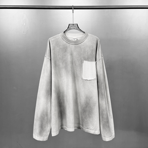 빈티지 티셔츠 프린트 Gapic Streetwear 대형 헤비급 코튼 블랭크 열산 워시 맞춤형 티셔츠 긴팔 셔츠 - Product Image 4