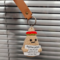 Pomme de terre positive mignonne faite à la main, porte-clés amusant en crochet d'animaux positifs, poupée en peluche d'accompagnement émotionnel, petit cadeau pour la décoration de bureau