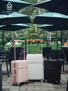 Valise à roulettes simple et tendance, nouvelle, rechargeable, avec serrure à combinaison, poignée télescopique, 4 roues, voyages d'affaires, 20 pouces - Product Image 6