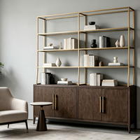 Meuble sur mesure en promotion : Buffet ouvert moderne en bois massif à 4 portes, bibliothèque et armoire pour la maison, le salon, le bureau ou l'école