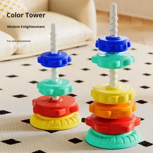 Giocattolo Educativo per Bambini, Cerchi Impilabili Girevoli Arcobaleno in Plastica per Neonati da 0-2 Anni - Product Image 3