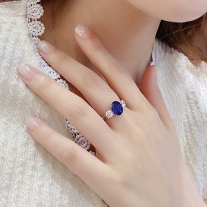 Bague en <span class=keywords><strong>saphir</strong></span> cultivé en laboratoire certifié, argent sterling 925, bleu royal, <span class=keywords><strong>bijoux</strong></span> fins certifiés <span class=keywords><strong>pour</strong></span> femmes - Product Image 3