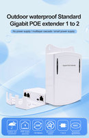 Extensor POE IP66 para exteriores, resistente al agua, Gigabit de 1 a 2 puertos, repetidor de potencia de 30W para cámara IP IEEE802.3af/AT, dispositivo de red de 1000Mbps