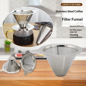 Filtro de café de acero inoxidable, taza de filtro de malla, juego de accesorios para café de preparación manual, papel de filtro reutilizable, embudo de malla fina - Product Image 3