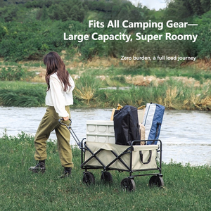 2025 Offre Spéciale 100L pliable 4 roues 600D Oxford tissu Wagon robuste en plein air famille <span class=keywords><strong>Camping</strong></span> plage jardin panier OEM - Product Image 2