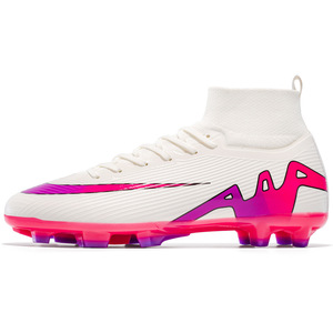 Chaussures de football blanches, roses et violettes pour hommes, à tige haute, avec semelle extérieure en TPU - Product Image 5