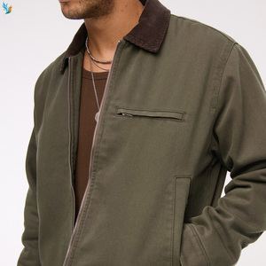 <span class=keywords><strong>Giacca</strong></span> di tela da lavoro lavata Vintage Casual in cotone 100% di moda personalizzata ricamata all'ingrosso - Product Image 4