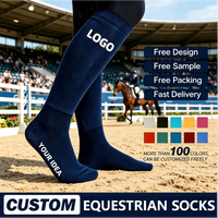 Chaussettes d'équitation unisexes personnalisables de haute qualité avec logo OEM, chaussettes d'équitation respirantes, chaussettes fines en nylon à compression, hauteur genou