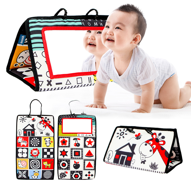 Gehirnent wicklung Baby Mirror Developmental Tummy Crawl Sensorisches Spielzeug Schwarz-Weiß-kontrast reiches Babys pielzeug