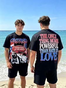 T-Shirt da Uomo Hippie con Girasole e Design 'I Love You' in Lingua dei Segni ASL, 100% Cotone Jersey, Stile Casual, Tessuto da 280 Grammi - Product Image 1