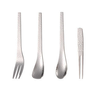 304 Stainless Steel <b>Dessert</b> Spoons and <b>Forks</b>, Creative Fruit <b>Forks</b>, Hammered Ice Cream Spoons, Japanese Style Coffee Stirring - Product Image 5