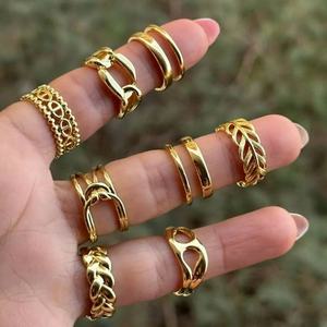 Trendy Stainless Steel <b>Rings</b> Wholesale Jewelry Waterproof 18k Gold Plated Hollow Stackable Finger <b>Adjustable</b> <b>Rings</b> for Women - Product Image 1