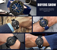Montre chronographe sport pour homme, quartz, multifonction, étanche, avec bracelet en silicone et affichage de la date