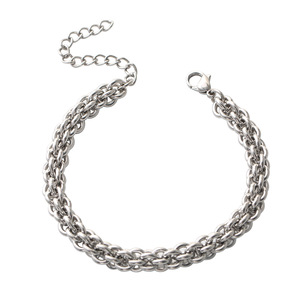 สร้อยข้อมือสตรีทสไตล์ฮิปฮอป ไทเทเนียมสตีล ลายดอกไม้ถัก สำหรับผู้ชาย - Product Image 5