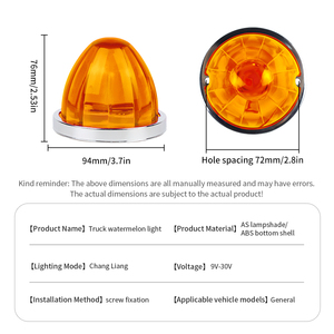 Luce Laterale a LED Ambra 9-30V per Camion, Lente AS, Alloggiamento in ABS, Lampada Universale per Camion - Product Image 2