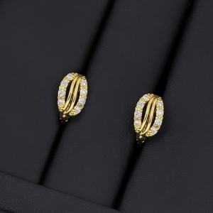 ต่างหูห่วงทองชุบ 24K คุณภาพสูง JXX ดีไซน์ทันสมัย ประดับเพชรซิร์คอน ของขวัญสุดเพอร์เฟกต์สำหรับผู้หญิง - Product Image 2