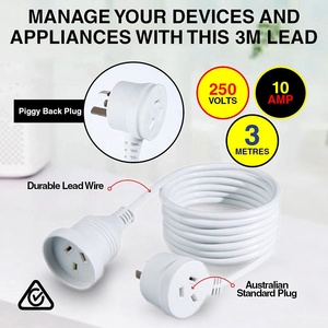3 <span class=keywords><strong>mètres</strong></span> de longueur blanc 2400W SAA approuvé Heavy Duty Piggy Back Extension Lead parfait pour la maison bureau garage atelier tondeuse à gazon - Product Image 3