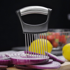 Cortador ergonómico duradero de grado alimenticio, rebanadora de acero inoxidable, asistente de alimentos, soporte para cebolla - Product Image 4
