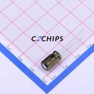 Condensador Electrolítico de Aluminio de Orificio Pasante GR107V025E11RR0VH4FP0, Orificio Pasante, D6.3xL11mm 100uF -10%~+20% 25V 340mA-100kHz - Product Image 1