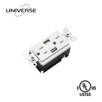  Prise murale double avec port USB, 15 ampères, 125 V, type A, 2 prises
