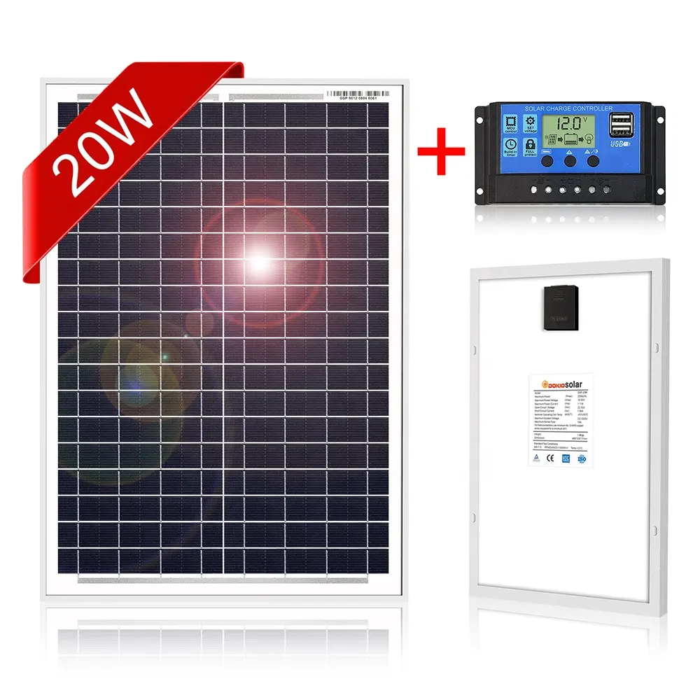 Dokio 12V 20W Small Solar Panel China 480x350x17mm Size 18V Solar Charge Polycrystalline Silicon Solar panel