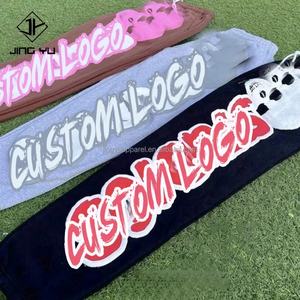 Conjunto Deportivo Personalizado de Pantalones Deportivos y Sudadera con Capucha para Hombre, Diseño de Esqueleto, Algodón, Estampado Puff, Dos Piezas - Product Image 4