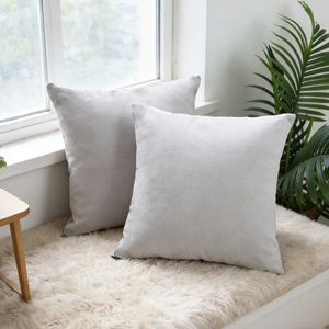 Housses de coussin carrées en velours personnalisées en gros - Housses de coussin décoratives élégantes <span class=keywords><strong>gris</strong></span> clair 100 % polyester avec fermeture éclair assortie - Product Image 3