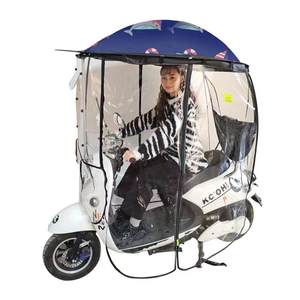 Pare-soleil pour scooter électrique entièrement couvert, en pongee, pliable manuellement, pare-<span class=keywords><strong>pluie</strong></span>, visière solaire, auvent, adultes, motos, scooters, logo - Product Image 2