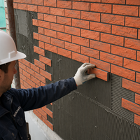 Revêtement mural en briques de culture flexibles ultra-minces, texture 3D, couleur orange brûlé, pour revêtement de façade extérieur et intérieur, usine OEM