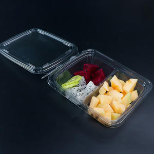 Barquette à fruits pliable écologique avec couvercle à charnière, boîte d'emballage transparente jetable pour fruits frais coupés, emballage alimentaire pour sandwichs - Product Image 2