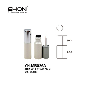 Flacon d'eye-liner blanc cylindrique avec bouchon argenté, tube cosmétique vide, emballage personnalisé pour eye-liner liquide, conteneur avec logo sur mesure - Product Image 2