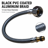 Tuyau d'alimentation de robinet tressé en fil d'aluminium recouvert de PVC, tige courte F1/2 x M10, 12 mm, connecteur flexible d'entrée d'eau, OEM