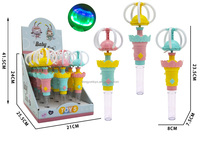 Vente en gros pas cher en plastique baguette magique nouveauté bonbons jouets hochet tambour avec tube dessin animé style promotion jouets disponibles à la vente