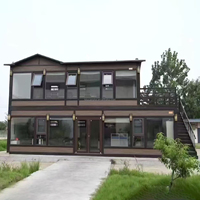 Casa Contenedor Prefabricada de 2 Pisos con Balcón, Casa Modular Expandible y Desmontable para Villa, Resort, Hotel