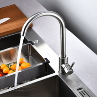 Robinet de cuisine en acier inoxydable 304 certifié WRAS, rotation à 360°, mitigeur d'évier à poignée unique, robinet de cuisine