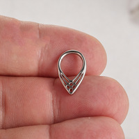 Bagues segmentées en titane G23 et zircon, style punk, pour piercing professionnel du nez, certifiées ISO, fournisseur direct d'usine