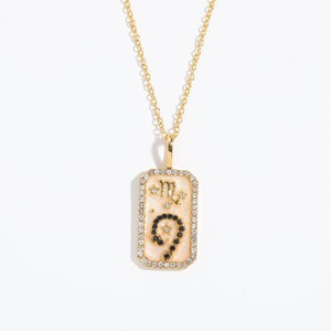 Vente en gros tendance de bijoux en alliage de cuivre et de zircon coloré collier pendentif signe du <span class=keywords><strong>zodiaque</strong></span> plaqué or - Product Image 5