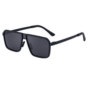 Nouvelles lunettes de soleil rétro à double pont pour hommes, monture en plastique noir et métal, polarisées UV400, anti-éblouissement, style conduite - Product Image 1