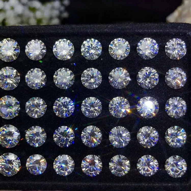 Grosir GRA Pass Diamond Tester 0.003-0,085ct 0.8-2.9Mm DEF Bulat Potongan Cemerlang Sintetis Longgar Moissanite untuk Cincin Perhiasan