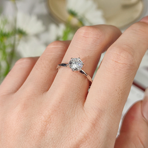 Starsgem oro 18K HPHT tondo taglio brillante 0,58ct colore colore laboratorio cresciuto <span class=keywords><strong>anello</strong></span> Solitarie diamante - Product Image 1